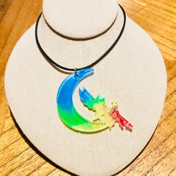 Handmade Autism Awareness colored Fairy necklace - Picture 7 of 7
